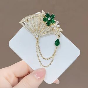Chinese Elegant Fringed Fan Brooch